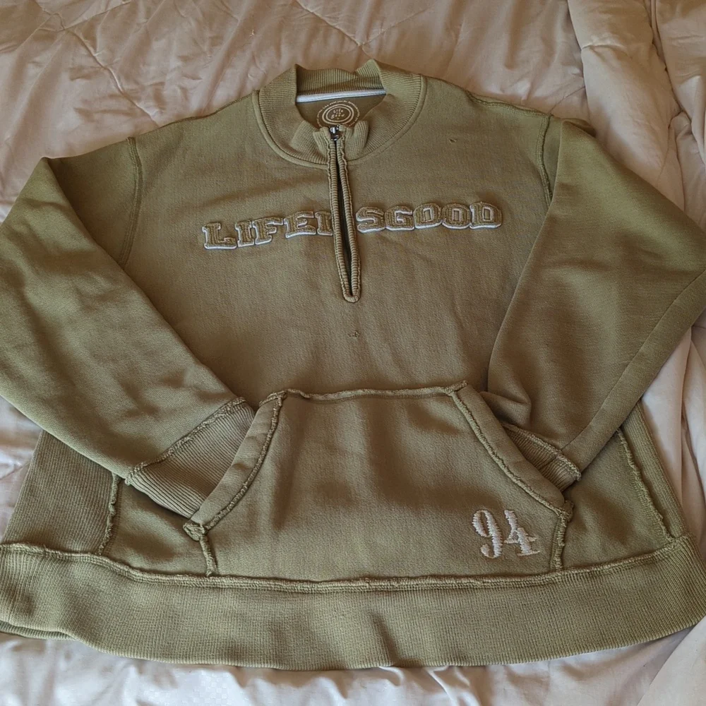 Oversized Vintage quarter zip Life is Good sweatshirt - Picture 1 of 7